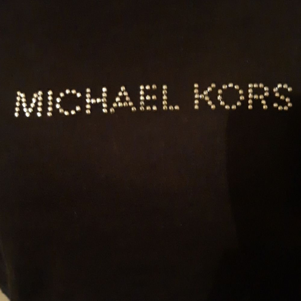 MICHAEL KORS RHINESTONE LOGO BLACK SHORT SLEEVE TEE L - Picture 2 of 4